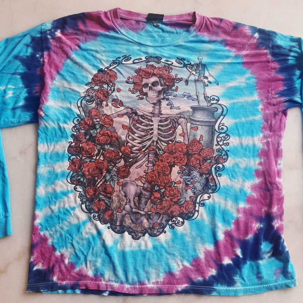 Vintage Liquid Blue XL Grateful Dead Long Sleeve Tie Dye Bertha T Shirt - Picture 3 of 9